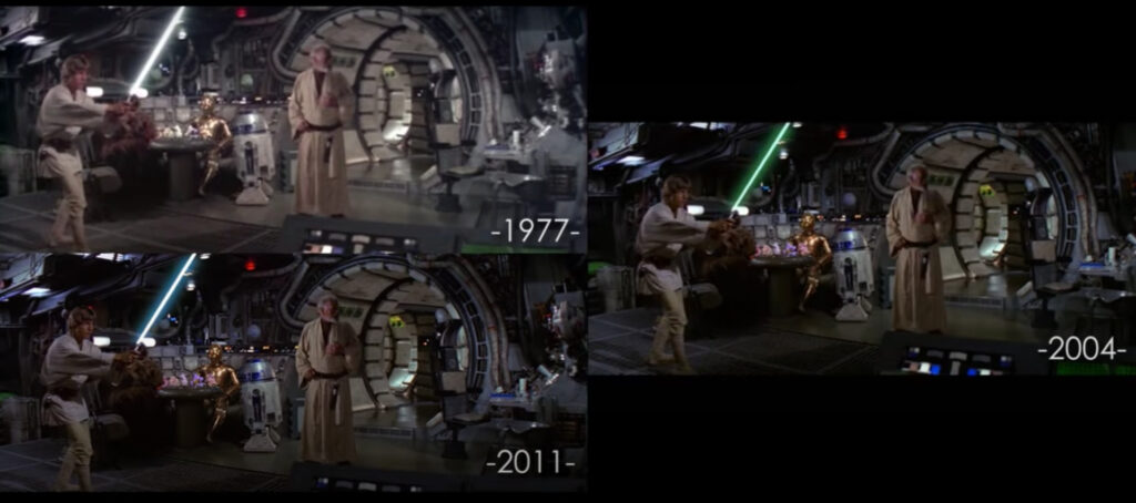 Il colore della spada Laser di Luke è diverso nelle rispettive versioni