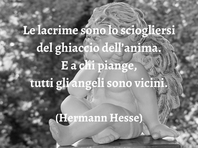 Le lacrime sono lo sciogliersi del ghiaccio dell’anima. E a chi piange, tutti gli angeli sono vicini.(Hermann Hesse)
