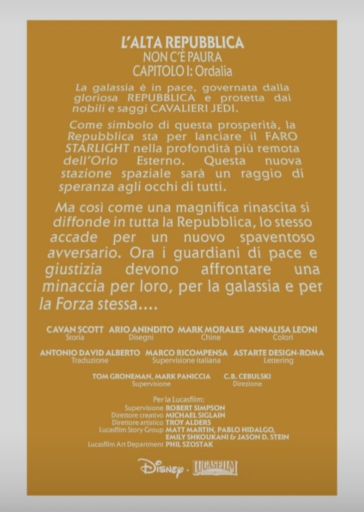 Opening Crawl del fumetto