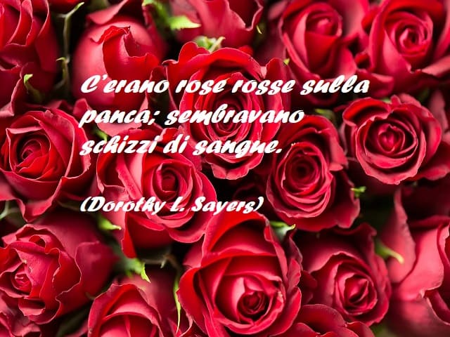 C’erano rose rosse sulla panca; sembravano schizzi di sangue. (Dorothy L. Sayers)