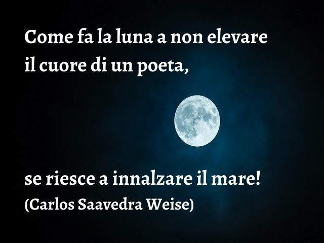 Come fa la luna a non elevare il cuore di un poeta, se riesce a innalzare il mare!(Carlos Saavedra Weise)