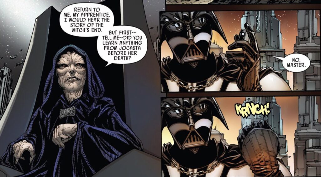 Parte di una tavola proveniente dalla serie a fumetti Darth Vader 2017