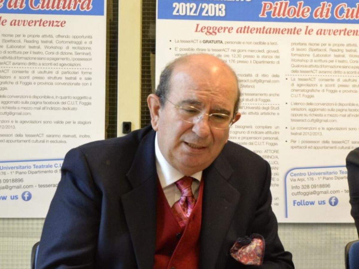 Foggia piange il prof. Giovanni Cipriani, amato per le sue lezioni - Giovanni Cipriani, foto postata dal Sindaco Franco Landella su Facebook