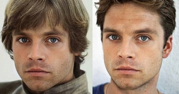 Sebastian Stan e Luke Skywalker. Da: movieweb
