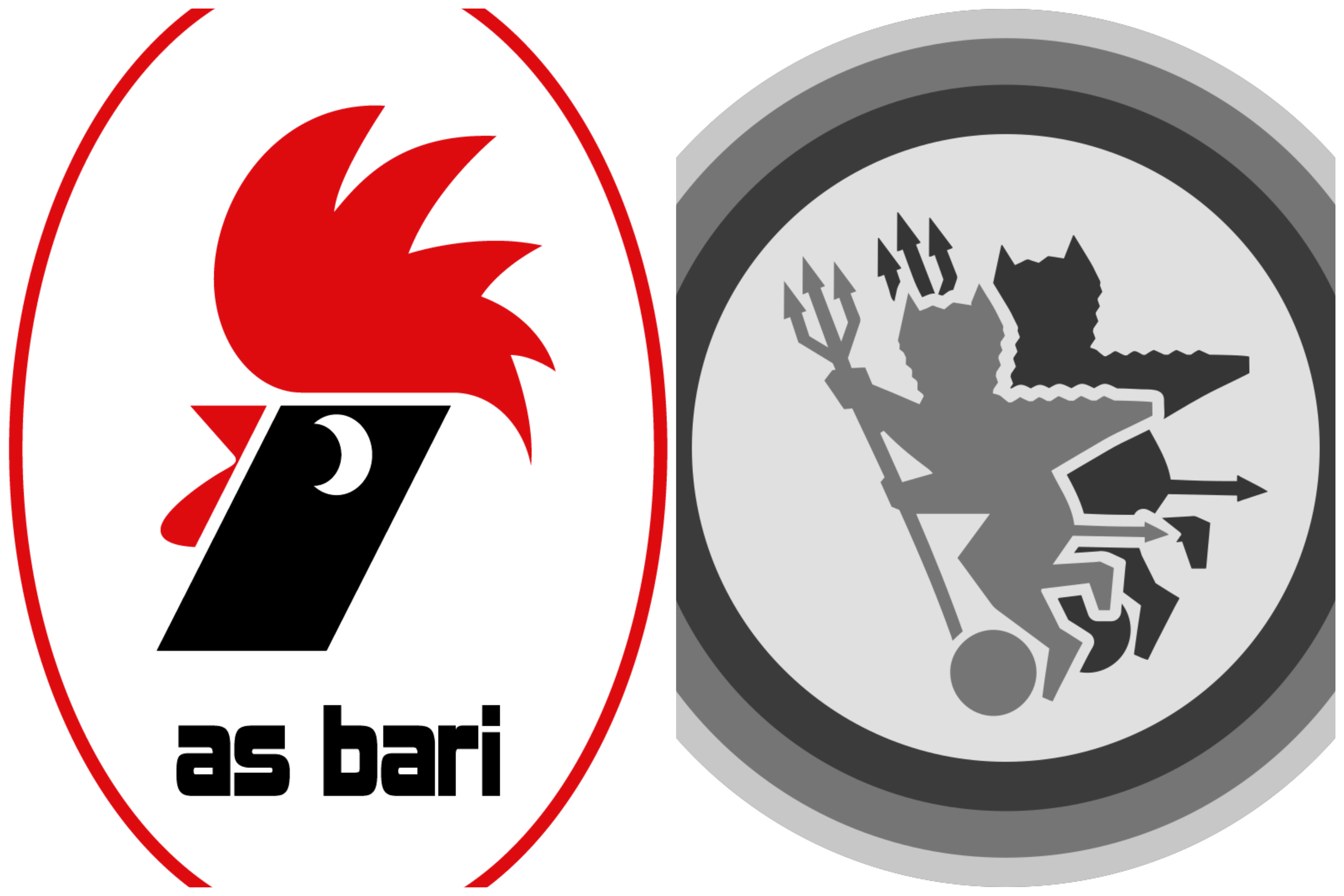 I loghi del Bari e del Foggia (in scala di grigi poiché escluso dalla classifica)