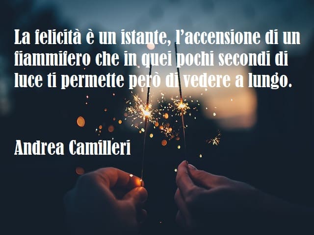 La felicità è un istante, l’accensione di un fiammifero che in quei pochi secondi di luce ti permette però di vedere a lungo. (Andrea Camilleri)