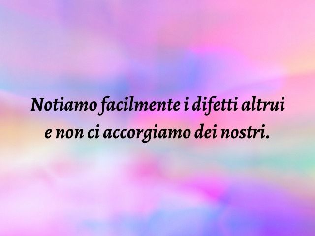 Notiamo facilmente i difetti altrui e non ci accorgiamo dei nostri.