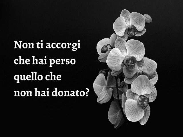 Non ti accorgi che hai perso quello che non hai donato?