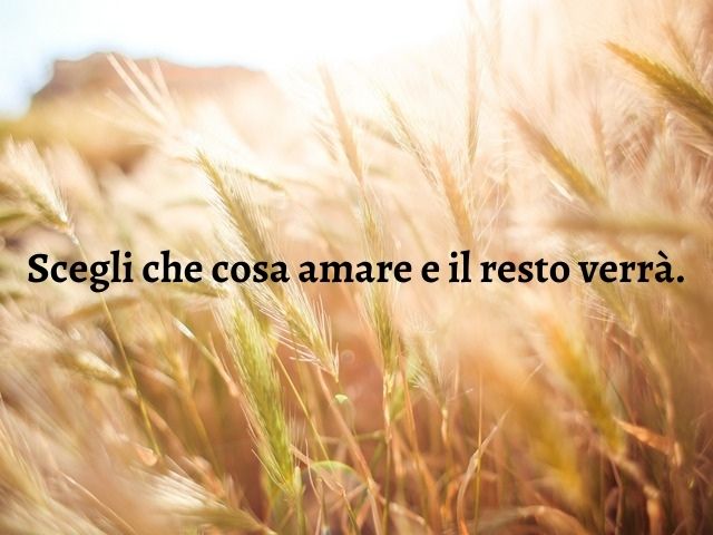 Scegli che cosa amare e il resto verrà.