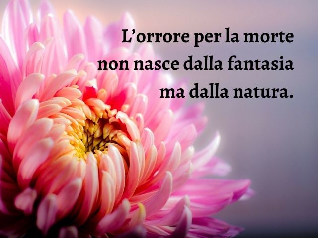 L’orrore per la morte non nasce dalla fantasia ma dalla natura.