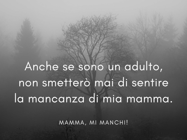 Anche se sono un adulto, non smetterò mai di sentire la mancanza di mia mamma. Mamma, mi manchi!