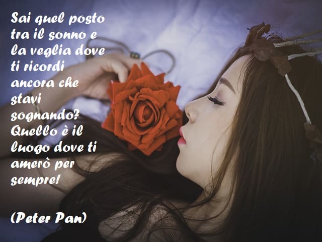 Sai quel posto tra il sonno e la veglia dove ti ricordi ancora che stavi sognando? Quello è il luogo dove ti amerò per sempre! (Peter Pan)