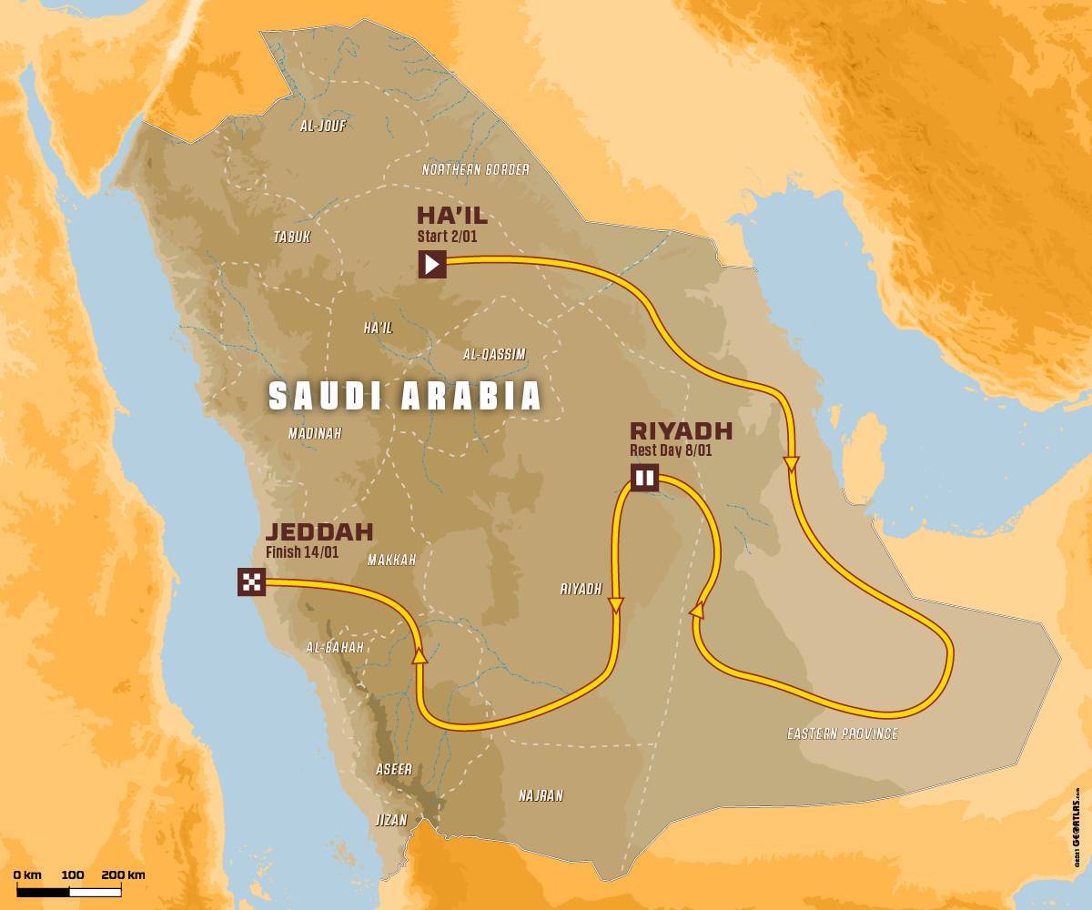 Il percorso della Dakar 2022, ancora più sabbia e dune