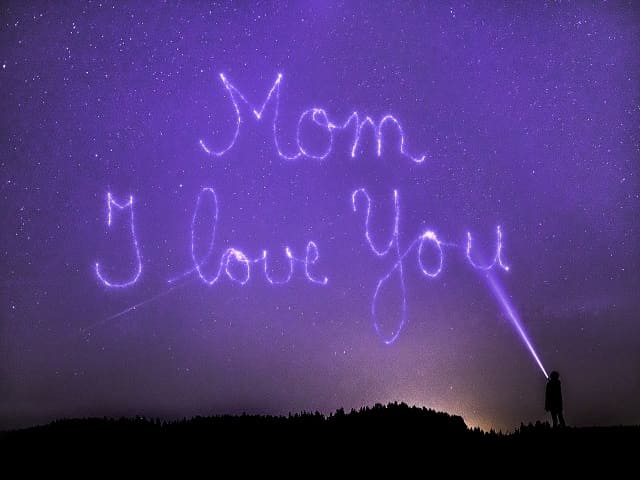 Mom I love you. (Mamma ti voglio bene.)