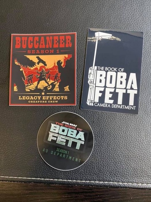 Immagine ritraente adesivi di produzione per la serie The Book of Boba Fett
