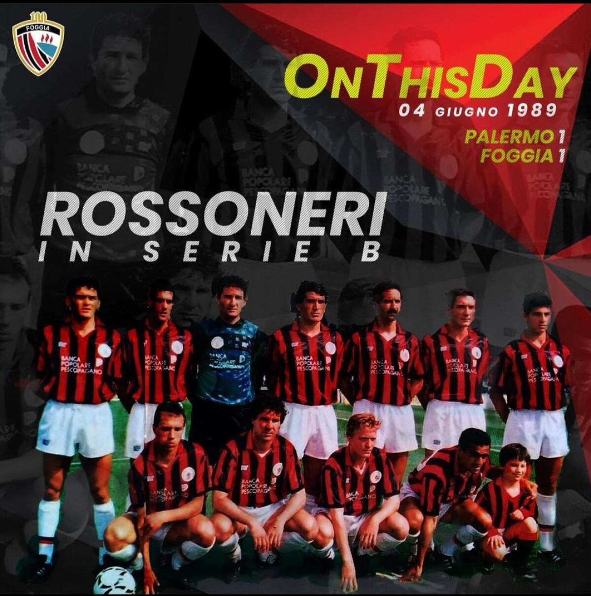 32 anni fa... Foggia in Serie B. La celebrazione sui social - Immagine in evidenza: amarcord Foggia Serie B - crediti foto: profilo ufficiale Twitter Calcio Foggia 1920