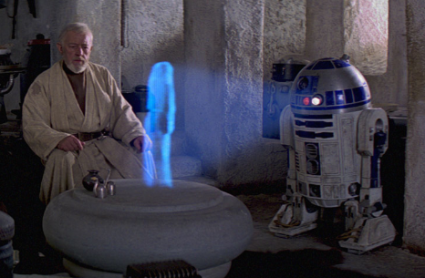 R2-D2 mostra il messaggio di Leia ad Obi-Wan