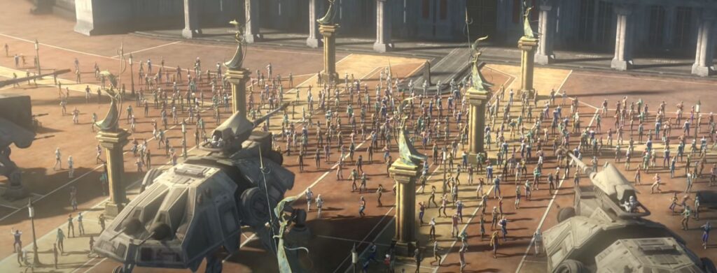 La piazza di Raxulon, capitale di Raxus