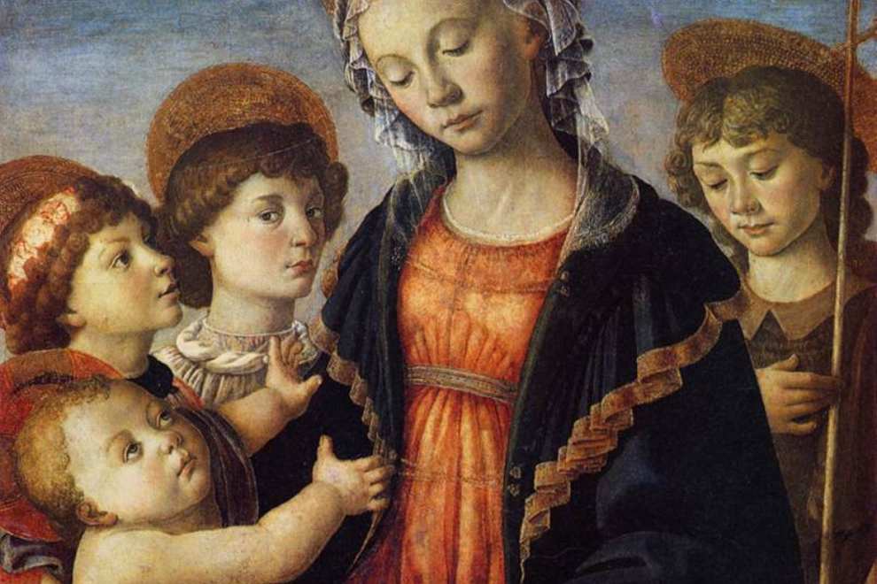 Madonna con Bambino, San Giovannino e due Angeli (particolare), Sandro Botticelli (1468-1470)