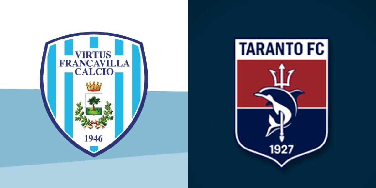 Coppa Italia Serie C, Virtus Francavilla e Taranto chiedono posticipo del match - Immagine in evidenza: Virtus Francavilla-Taranto - crediti foto (rispettivamente per i due stemmi): pagine ufficiali Facebook Virtus Francavilla Calcio e Taranto F.C. 1927