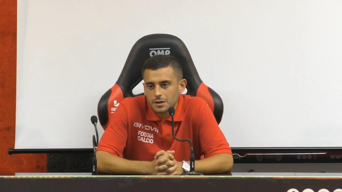 Foggia, Merola: "Il gol? E' stata un'emozione incredibile" - Immagine in evidenza: Davide Merola - crediti foto: screenshot dalla live Facebook della conferenza stampa post Foggia-Paganese del 21/08/2021