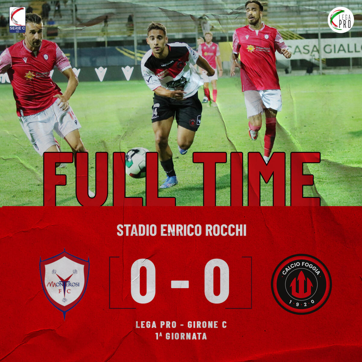 Serie C, il Foggia parte con un pari: 0-0 col Monterosi - Immagine in evidenza: Monterosi Tuscia 0-0 Foggia - crediti foto: pagina ufficiale Facebook Calcio Foggia 1920