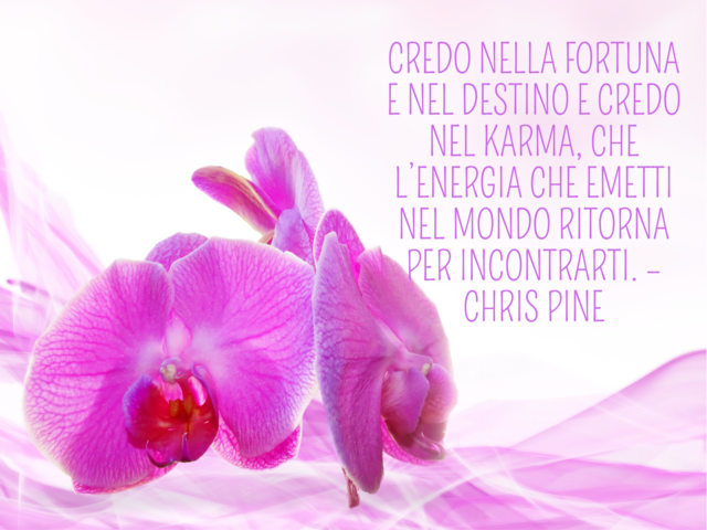 Credo nella fortuna e nel destino e credo nel karma, che l’energia che emetti nel mondo ritorna per incontrarti.(Chris Pine)