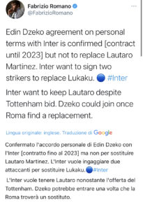 Bomba di mercato: “Dzeko ha accettato il contratto dell’Inter”