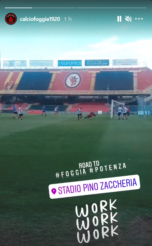 L'allenamento del 31/08/2021 del Foggia, in vista del match col Potenza - dalle Instagram Stories del Calcio Foggia 1920