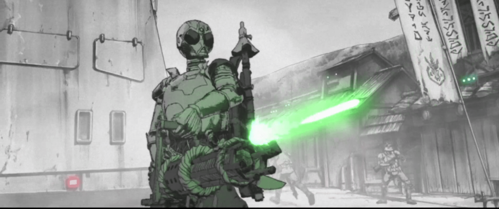 Un Ra-7 armato di una gatling laser