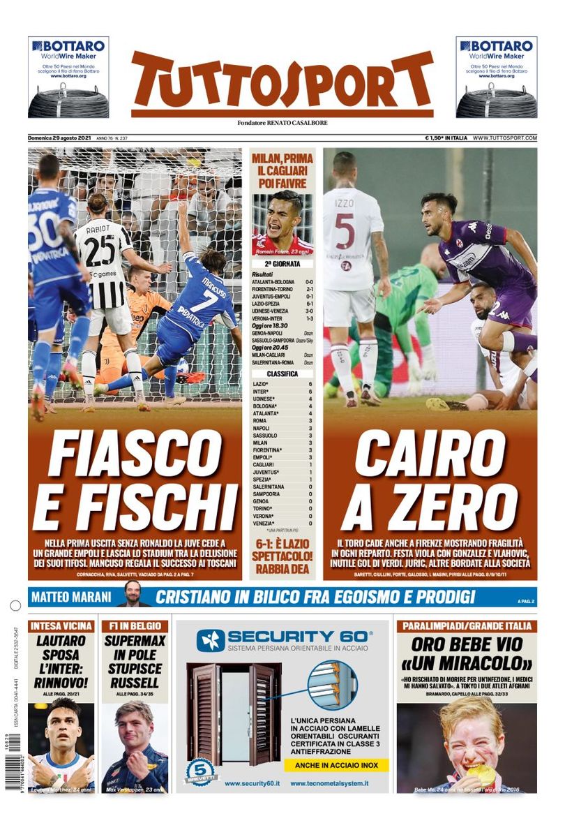 Rassegna stampa, le prime pagine dei quotidiani sportivi di oggi