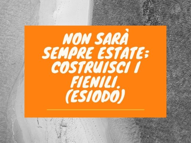 Non sarà sempre estate; costruisci i fienili.(Esiodo)