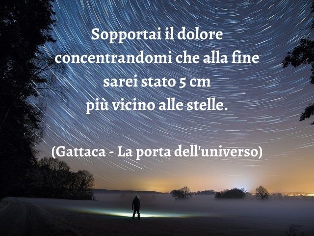 Sopportai il dolore concentrandomi che alla fine sarei stato 5 cm più vicino alle stelle.(Gattaca - La porta dell'universo)
