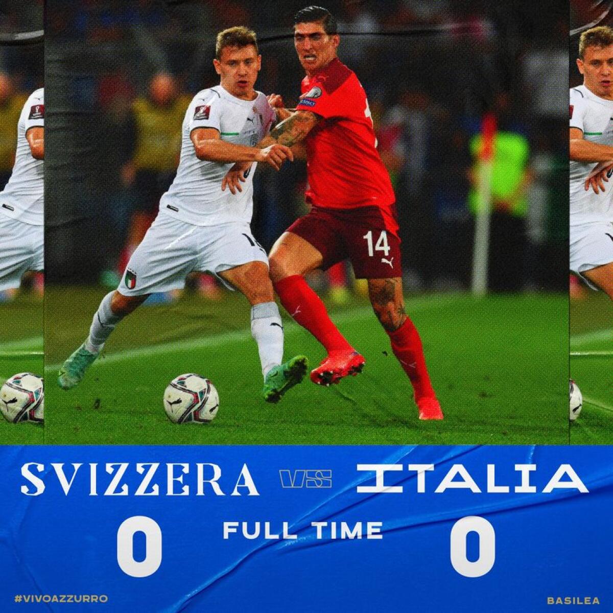 Qualificazioni Mondiali, Svizzera e Italia non si fanno male: 0-0 - Immagine in evidenza: Svizzera-Italia 0-0 - crediti foto: pagina ufficiale Facebook Nazionale Italiana di Calcio