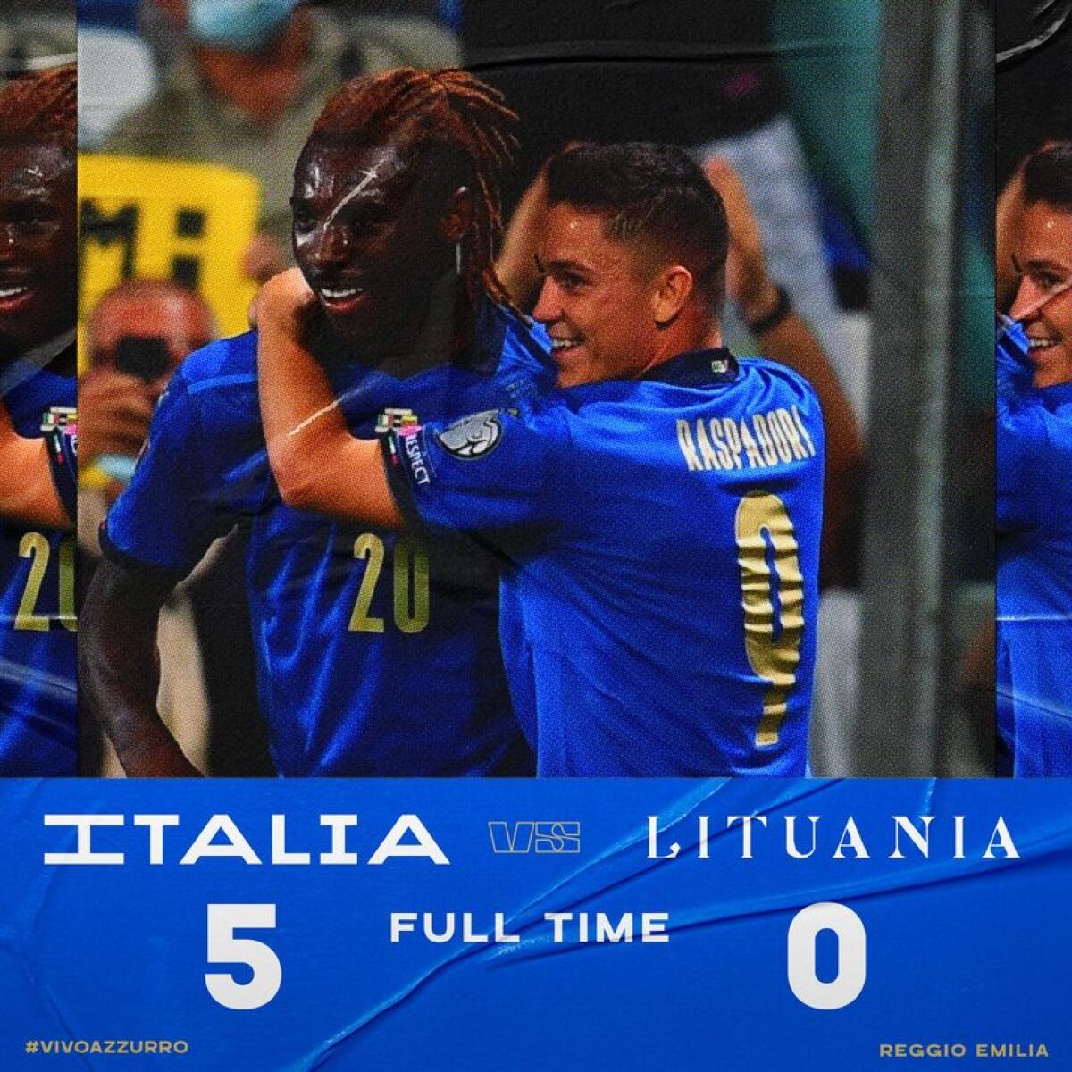 Qualificazioni Mondiali, goleada Italia: 5-0 alla Lituania - Immagine in evidenza: Italia-Lituania 5-0 - crediti foto: pagina ufficiale Facebook Nazionale Italiana di Calcio