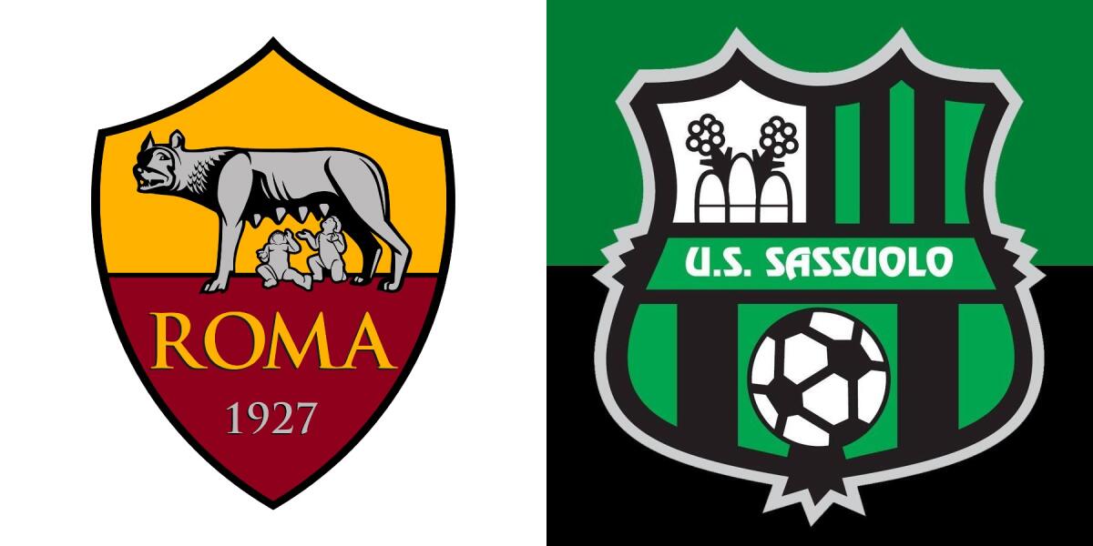 Serie A, le formazioni ufficiali di Roma-Sassuolo - Immagine in evidenza: Roma-Sassuolo - crediti foto (rispettivamente per i due stemmi): pagine Facebook ufficiali delle due società