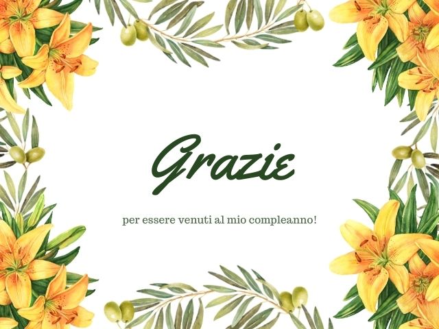 Grazie, per essere venuti al mio compleanno!