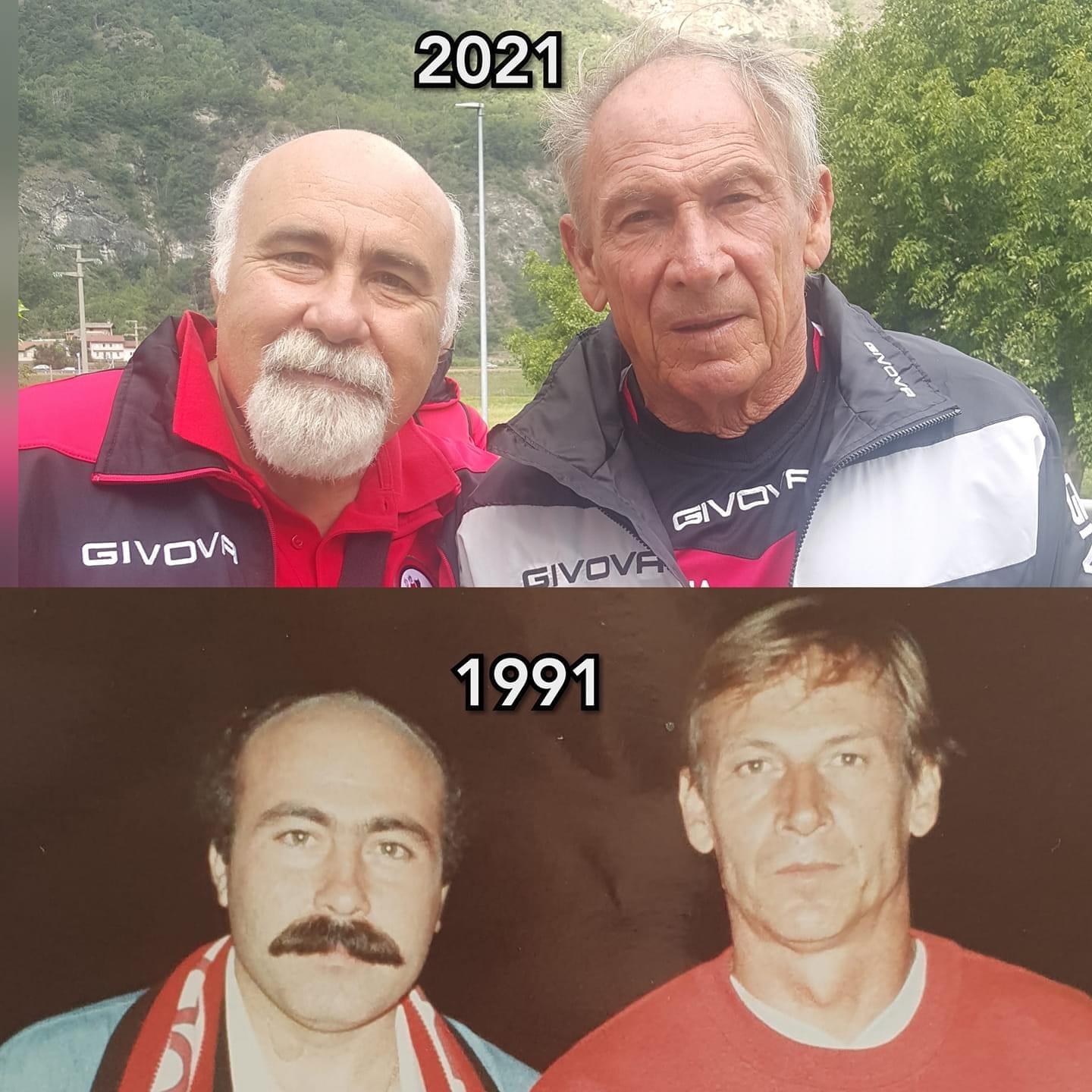 De Carlo ieri e oggi accanto a Zeman, a distanza di 30 anni
