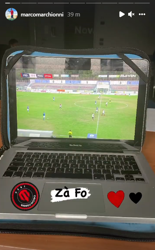 La Instagram Story pubblicata da Marco Marchionni