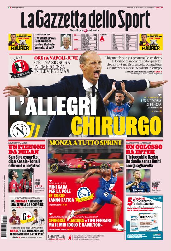 Rassegna stampa, le prime pagine dei quotidiani sportivi di oggi