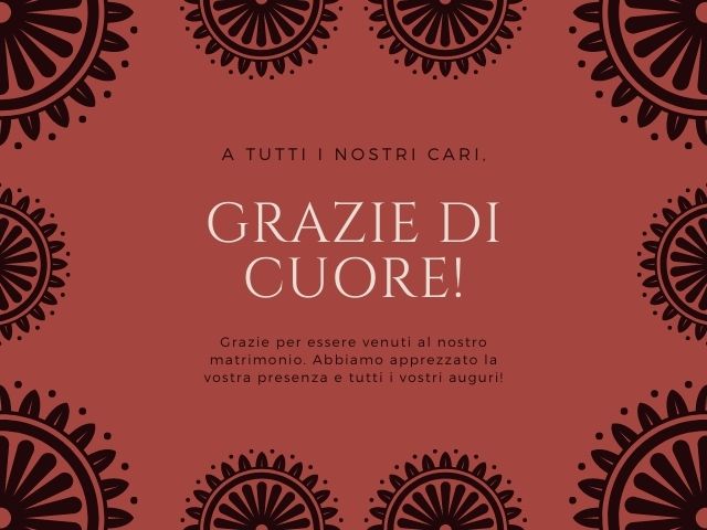 A tutti i nostri cari, grazie di cuore! Grazie per essere venuti al nostro matrimonio. Abbiamo apprezzato la vostra presenza e tutti i vostri auguri!