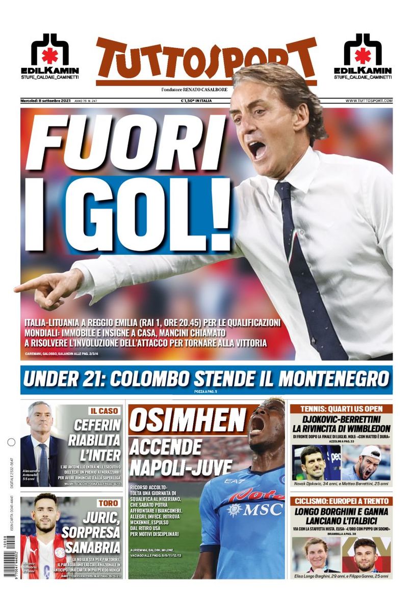 Rassegna stampa, le prime pagine dei quotidiani sportivi di oggi