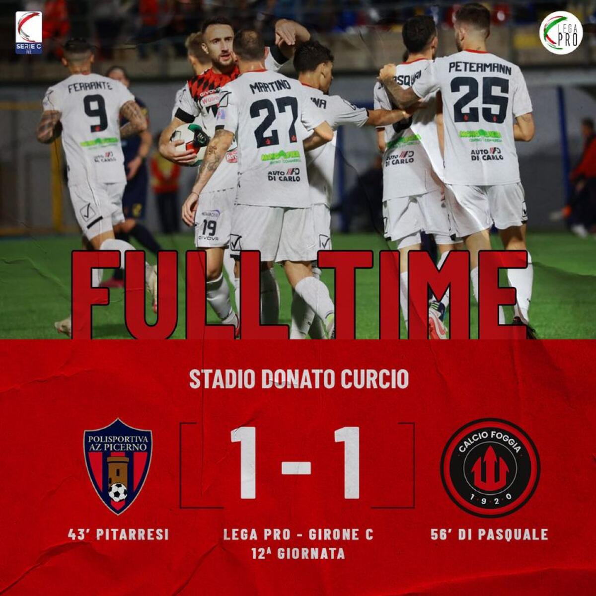 Il Foggia pareggia col Picerno e alcuni tifosi iniziano a non voler più Zeman - Immagine in evidenza: Picerno 1-1 Foggia - crediti foto: pagina ufficiale Facebook Calcio Foggia 1920