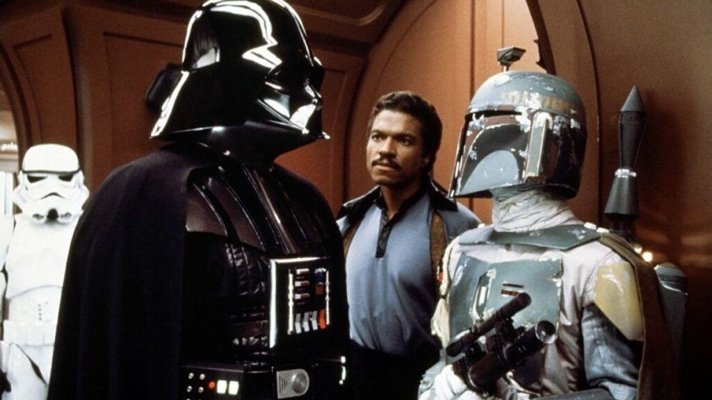 Boba Fett con Darth Vader e Lando Calrissian a Cloud City