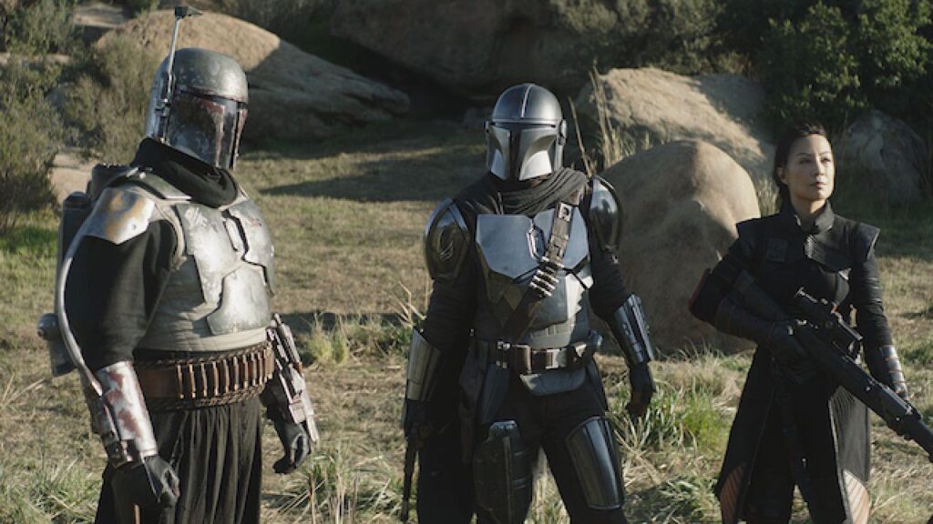 Boba Fett con Din Djarin e Fennec Shand