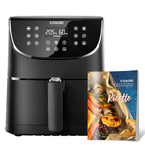 COSORI Friggitrice ad Aria 5,5 Litri, 13 in 1 forno elettrico, 85% Meno Olio,1700W, 75-205°C,32 ricette cartacee [italiano],Display Digitale, CP158