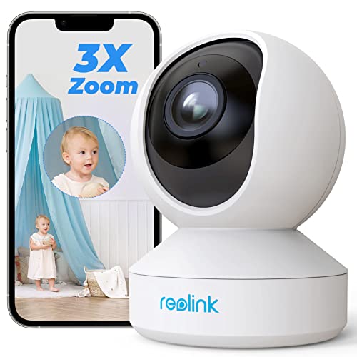 Reolink 5MP PTZ Telecamera WiFi Interno, Baby Monitor, Rilevazione di Persone/Pet, Auto-tracking, Videocamera Sorveglianza WiFi 2,4/5GHz, 3x Zoom, Sirena, Audio Bidirezionale, Cloud, E1 Zoom