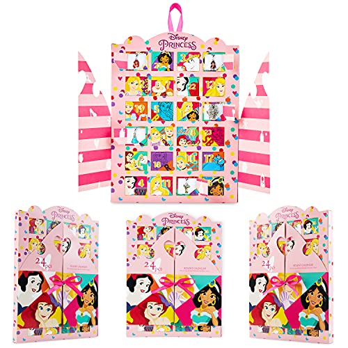 Disney Calendario dell'Avvento 2022 Gioielli Bambina 24 Sorprese e Charms Principesse (Principesse Rosa)