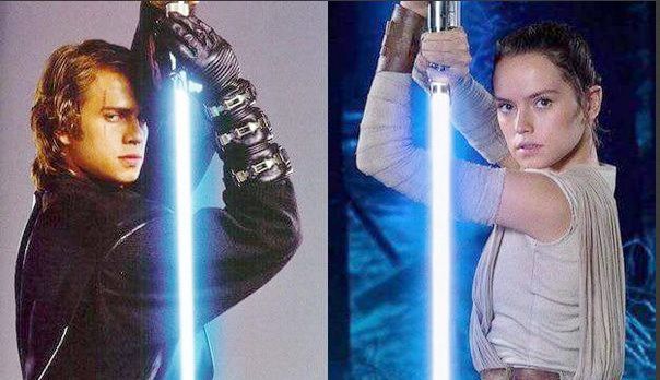 Anakin e Rey nella posizione della Forma V
