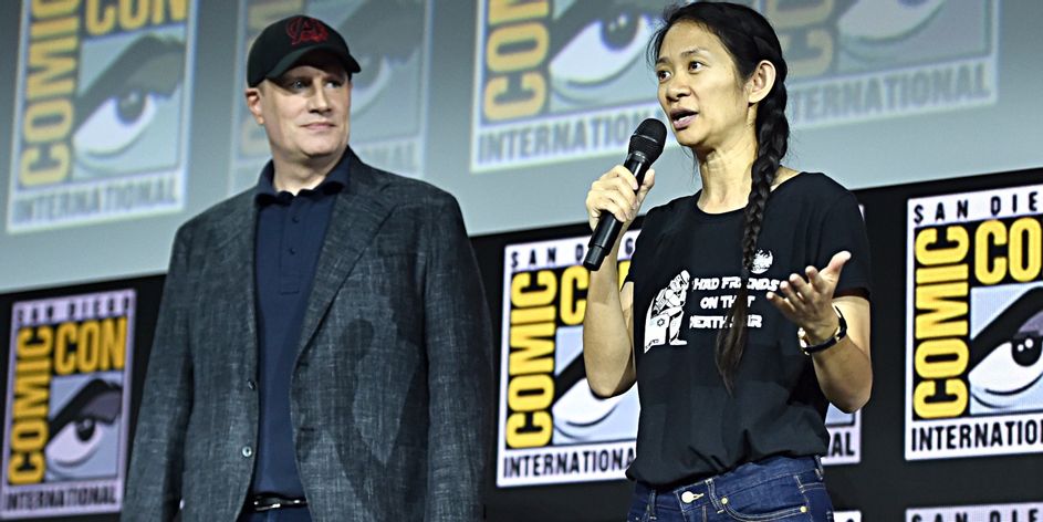 La regista Chloé Zhao e il produttore Kevin Feige